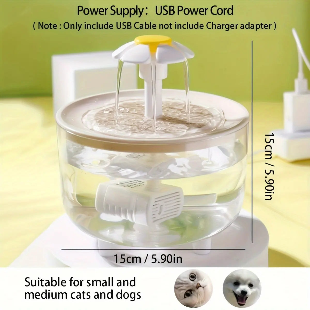 Clear Pet Water Fountain, USB Rechargeable Automatic Circulation Cat Water Dispenser, Indoor Cat Drinking Fountain, Pet Drinking Supplies, Gift