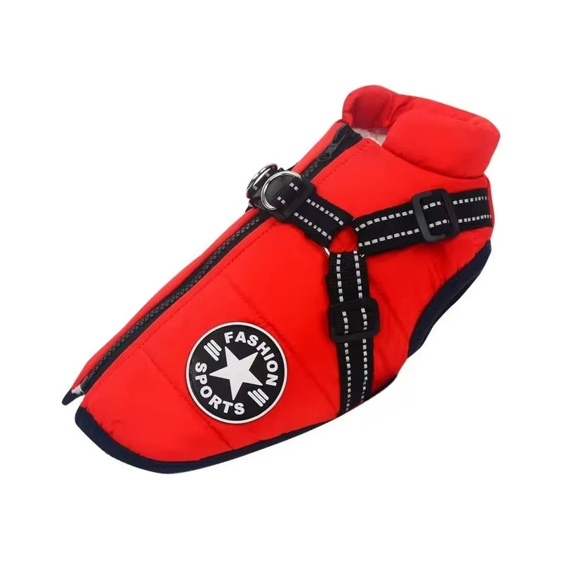 WittyPaws™ - Waterproof Winter Jacket with Built-in Harness for Dogs