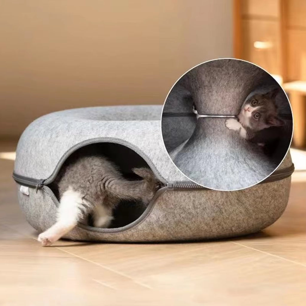 WittyPaws™ - Interactive Donut Tunnel Bed for Cats and Pets