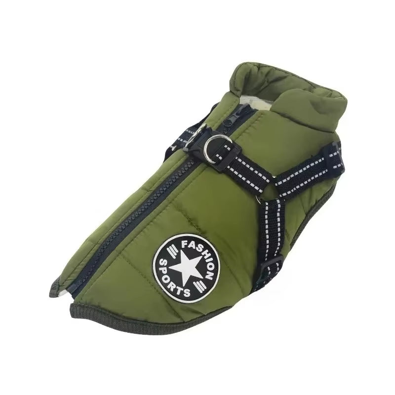 WittyPaws™ - Waterproof Winter Jacket with Built-in Harness for Dogs