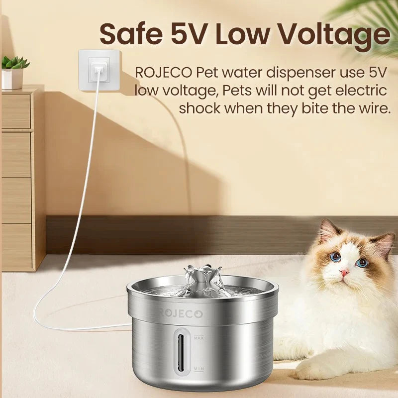 WittyPaws™ - Automatic Stainless Steel Water Fountain ROJECO