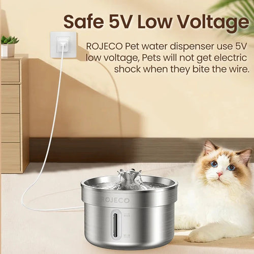 WittyPaws™ - Automatic Stainless Steel Water Fountain ROJECO