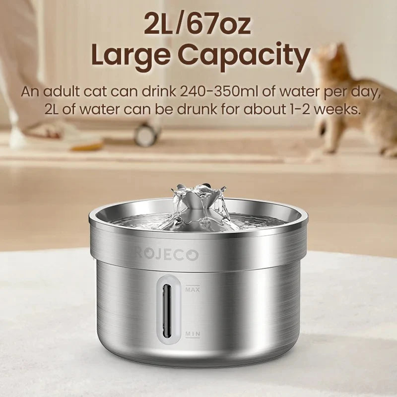 WittyPaws™ - Automatic Stainless Steel Water Fountain ROJECO