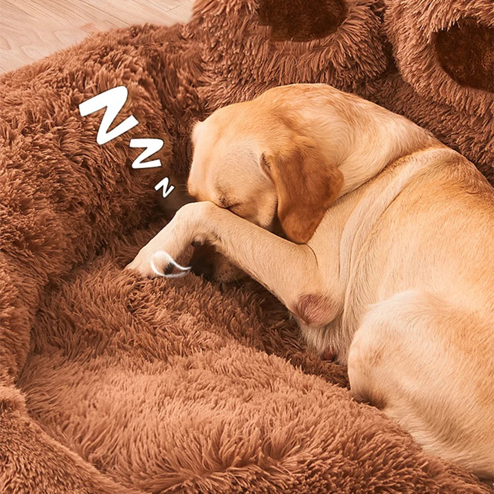 WittyPaws™ Calming Bear Paw Plush Pet Bed