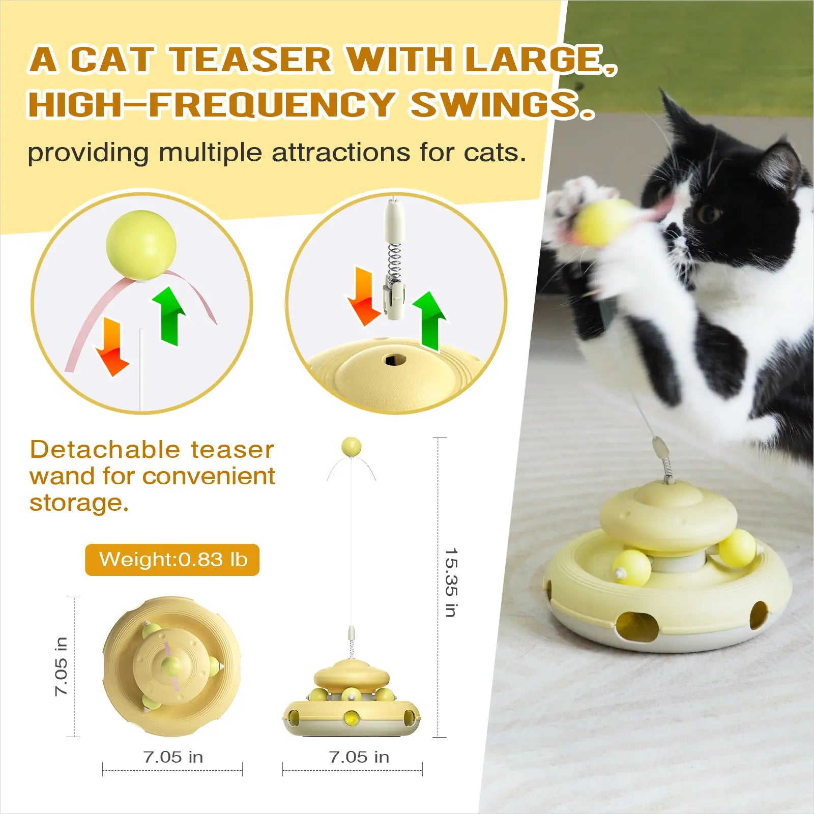KADTC Interactive Cat Toys - Feather Teaser Wand and Tracking Balls for Indoor Cats, Ideal for Boredom Relief and Active Play, Perfect Birthday Gift for Kittens and Adult Cats
