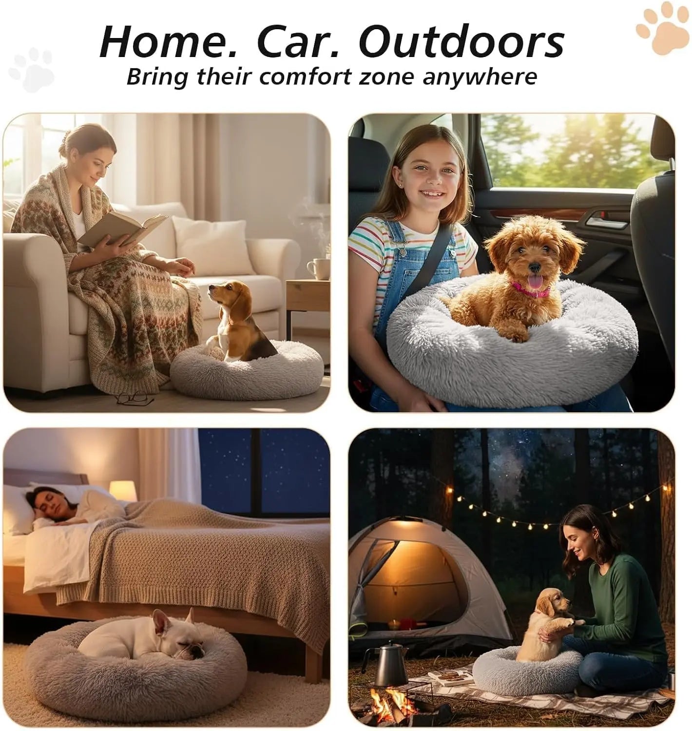WittyPaws™ Calming Plush Pet Bed
