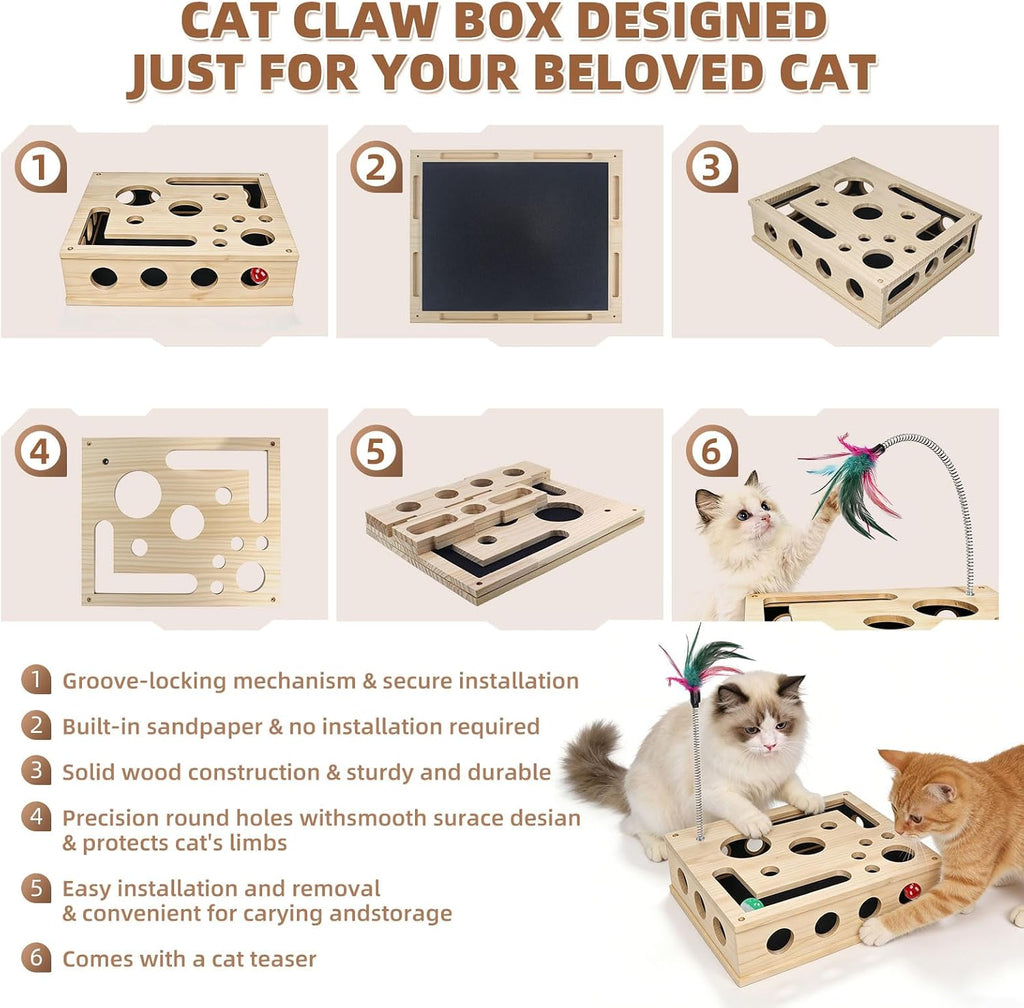 WittyPaws™ - Enrichment Box and Scratching Post with Interactive Maze
