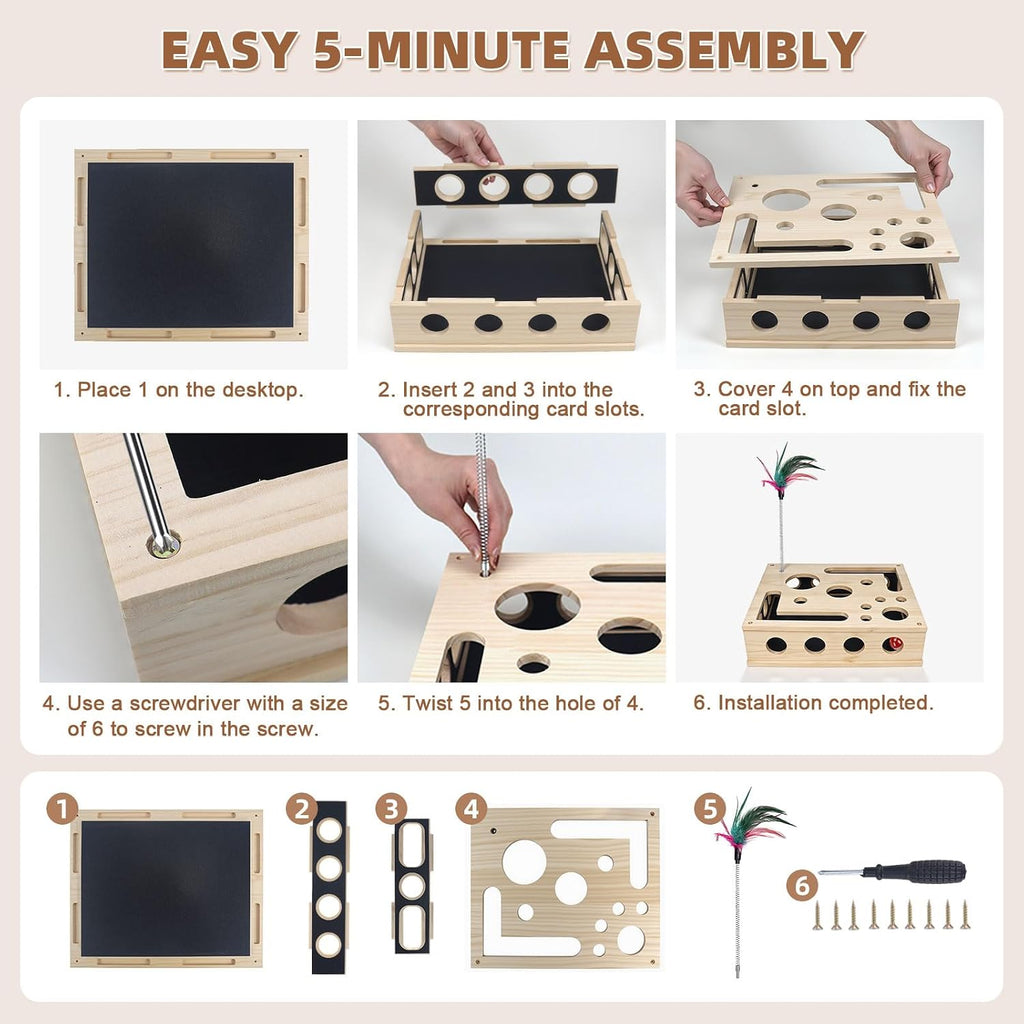 WittyPaws™ - Enrichment Box and Scratching Post with Interactive Maze