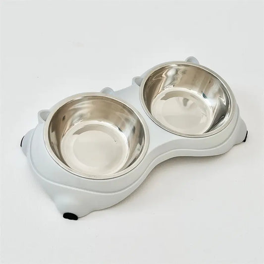 Dual-Use Pet Bowl and Water Dispenser for Cats and Dogs, Stainless Steel and Plastic, Spill-Proof Design, Large Capacity, Minimalist Aesthetic