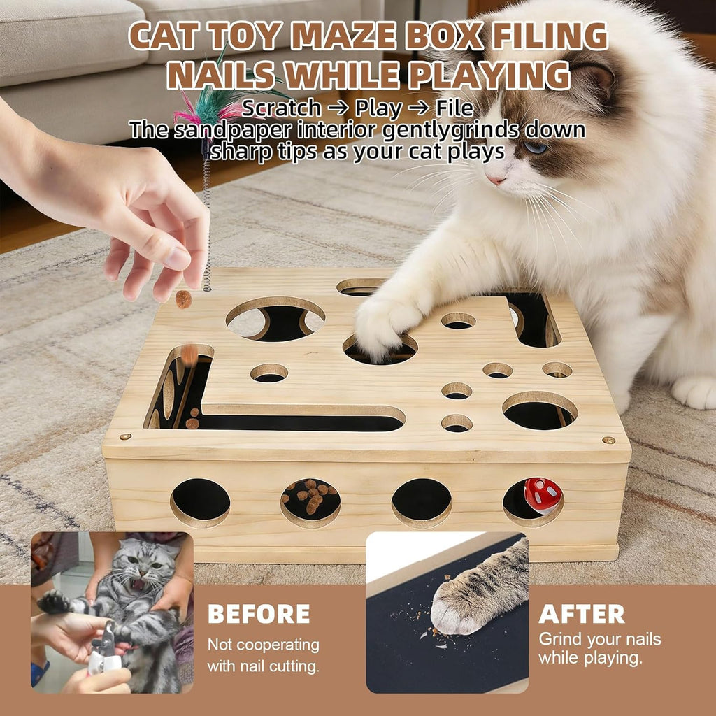 WittyPaws™ - Enrichment Box and Scratching Post with Interactive Maze
