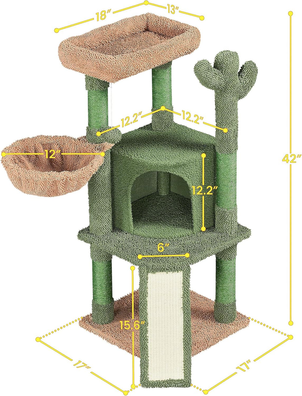 WittyPaws™ - 42-Inch Cactus Cat Tree