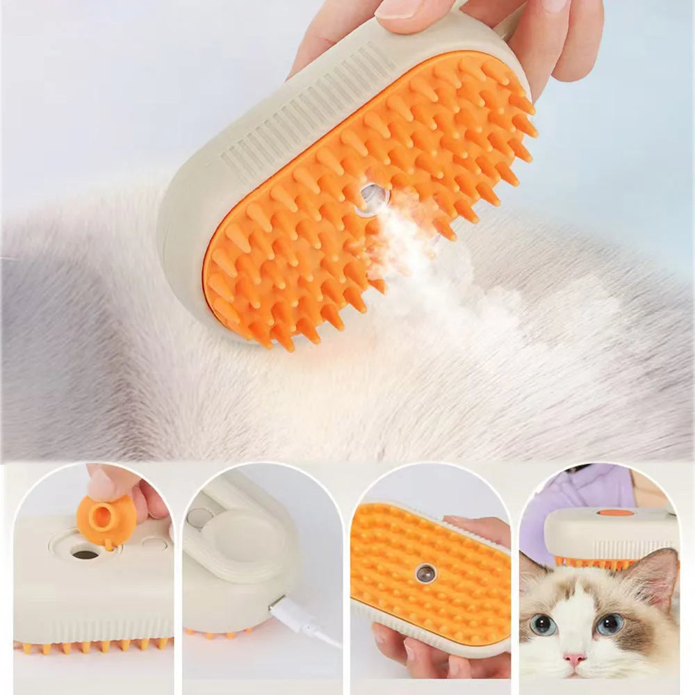 WittyPaws™ 3-in-1 Steamy Pet Grooming Brush