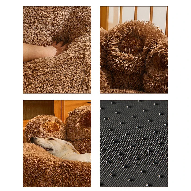 WittyPaws™ Calming Bear Paw Plush Pet Bed