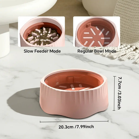 2-In-1 Slow Feeder Dog Bowl - 20.3Cm Large Snowflake Maze Puzzle Bowl for Fast Eaters, Removable Insert, Regular & Feed Modes, Durable, Easy to Clean, Supports Healthy Digestion, Suitable for Cats, Slow Feeders