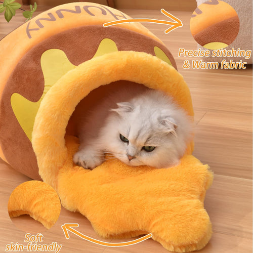 WittyPaws™ - Honey Pot Cave Bed for Cats and Pets