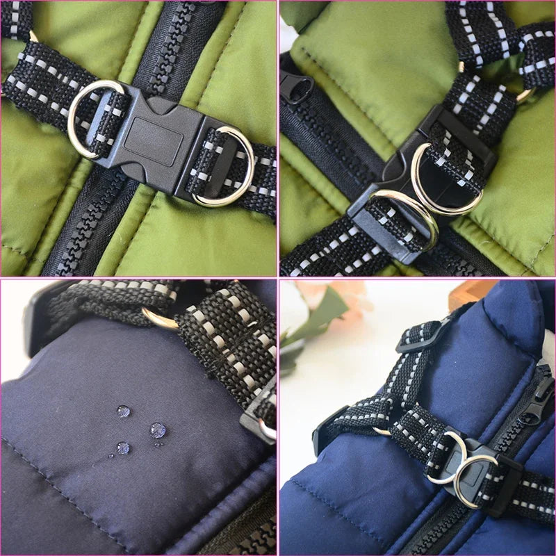 WittyPaws™ - Waterproof Winter Jacket with Built-in Harness for Dogs