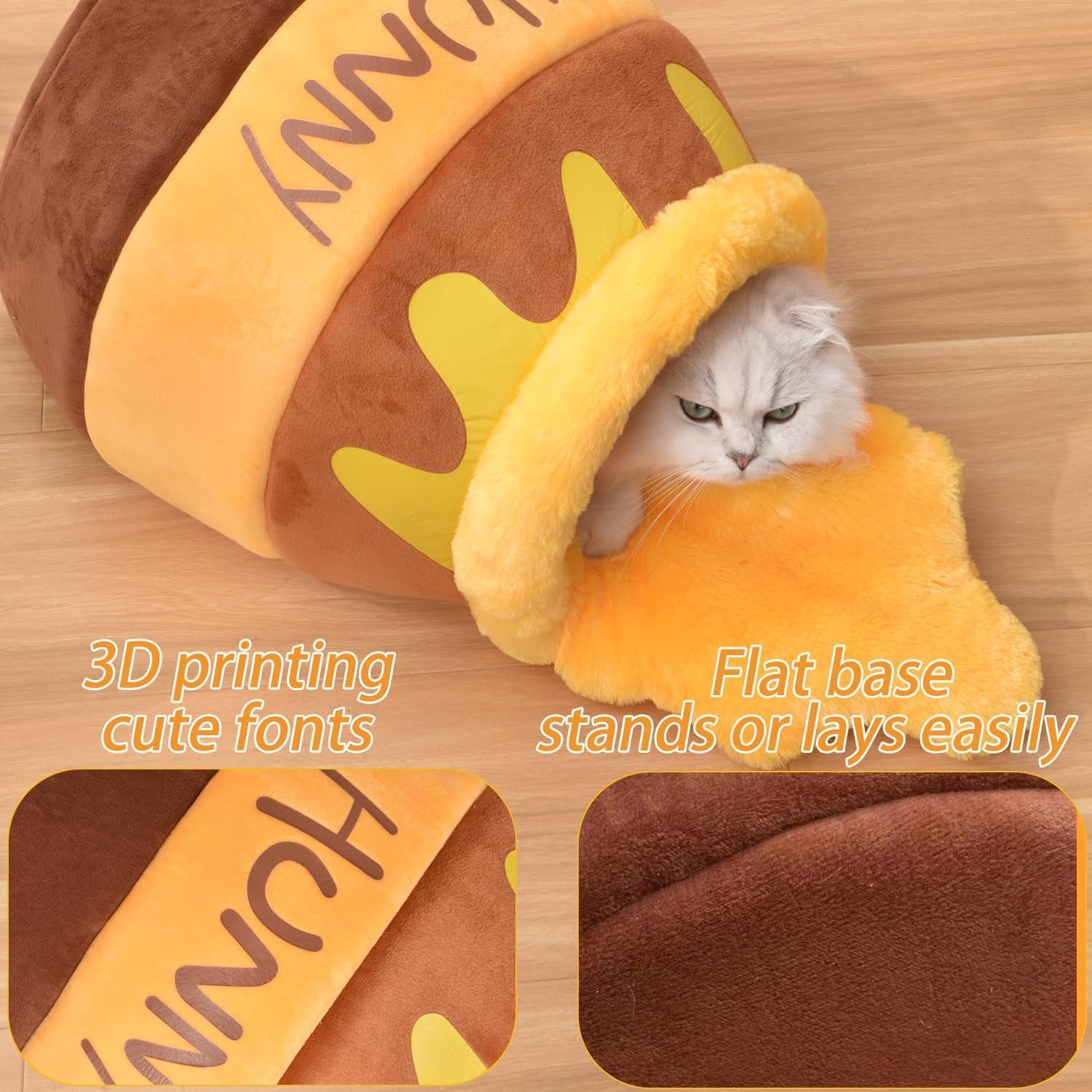WittyPaws™ - Honey Pot Cave Bed for Cats and Pets