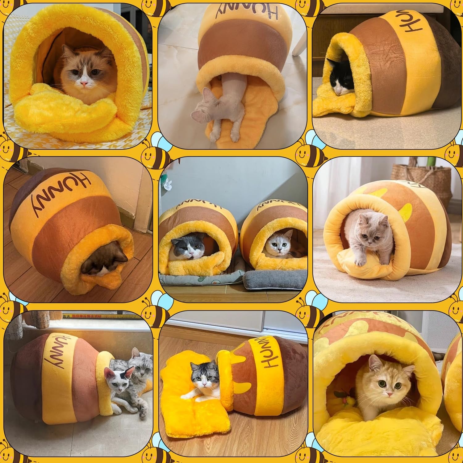 WittyPaws™ - Honey Pot Cave Bed for Cats and Pets