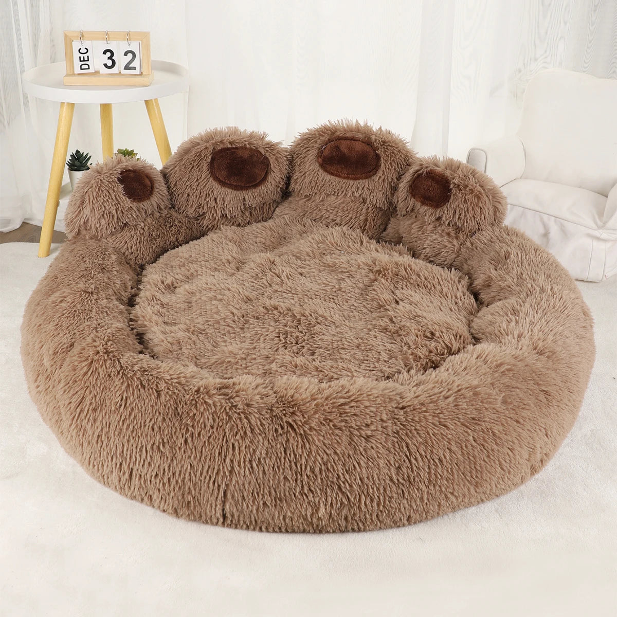WittyPaws™ Calming Bear Paw Plush Pet Bed