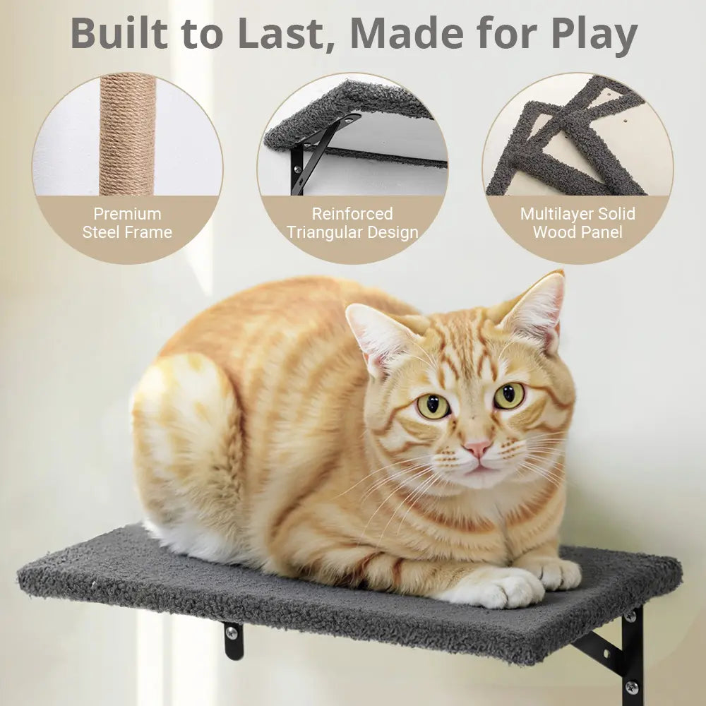 CAVEEN 5-in-1 Wall-Mounted Cat Climbing Set - Multi-Level Cat Shelves and Perches for Sleeping, Playing, and Lounging