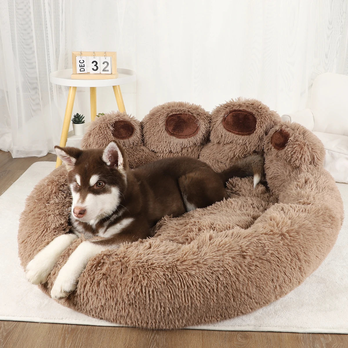 WittyPaws™ Calming Bear Paw Plush Pet Bed
