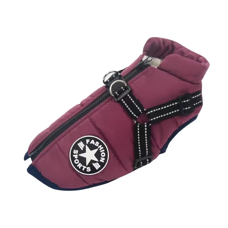 WittyPaws™ - Waterproof Winter Jacket with Built-in Harness for Dogs