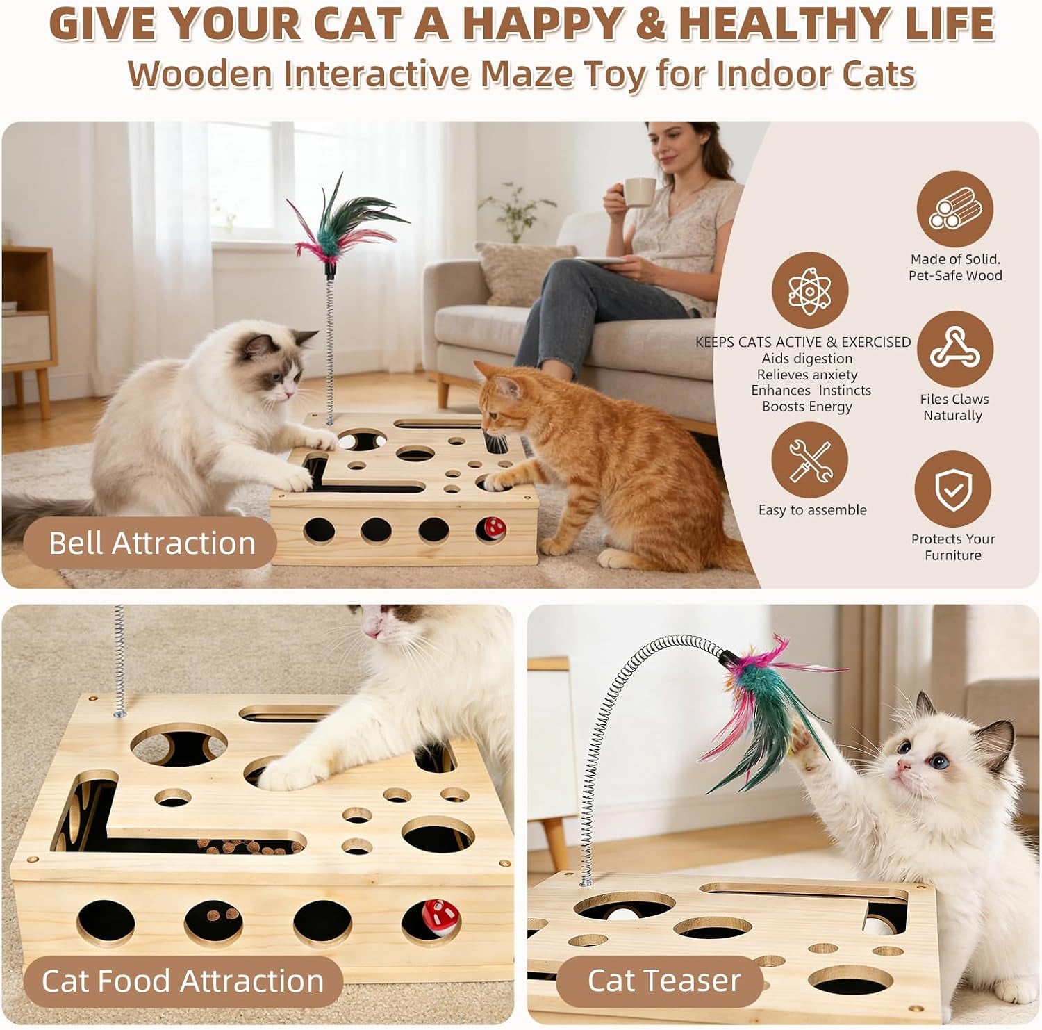 WittyPaws™ - Enrichment Box and Scratching Post with Interactive Maze