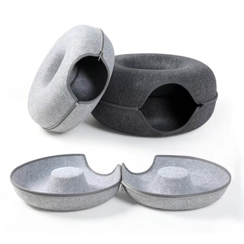 WittyPaws™ - Interactive Donut Tunnel Bed for Cats and Pets