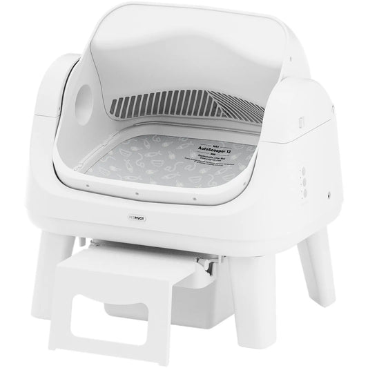 Petpivot Autoscooper 12 Lite Open Top Self Cleaning Cat Litter Box, Automatic Litter Box with 7 Pairs of Safety Sensors, Anti-Pinch Protection, Easy Access Step for Senior Cats