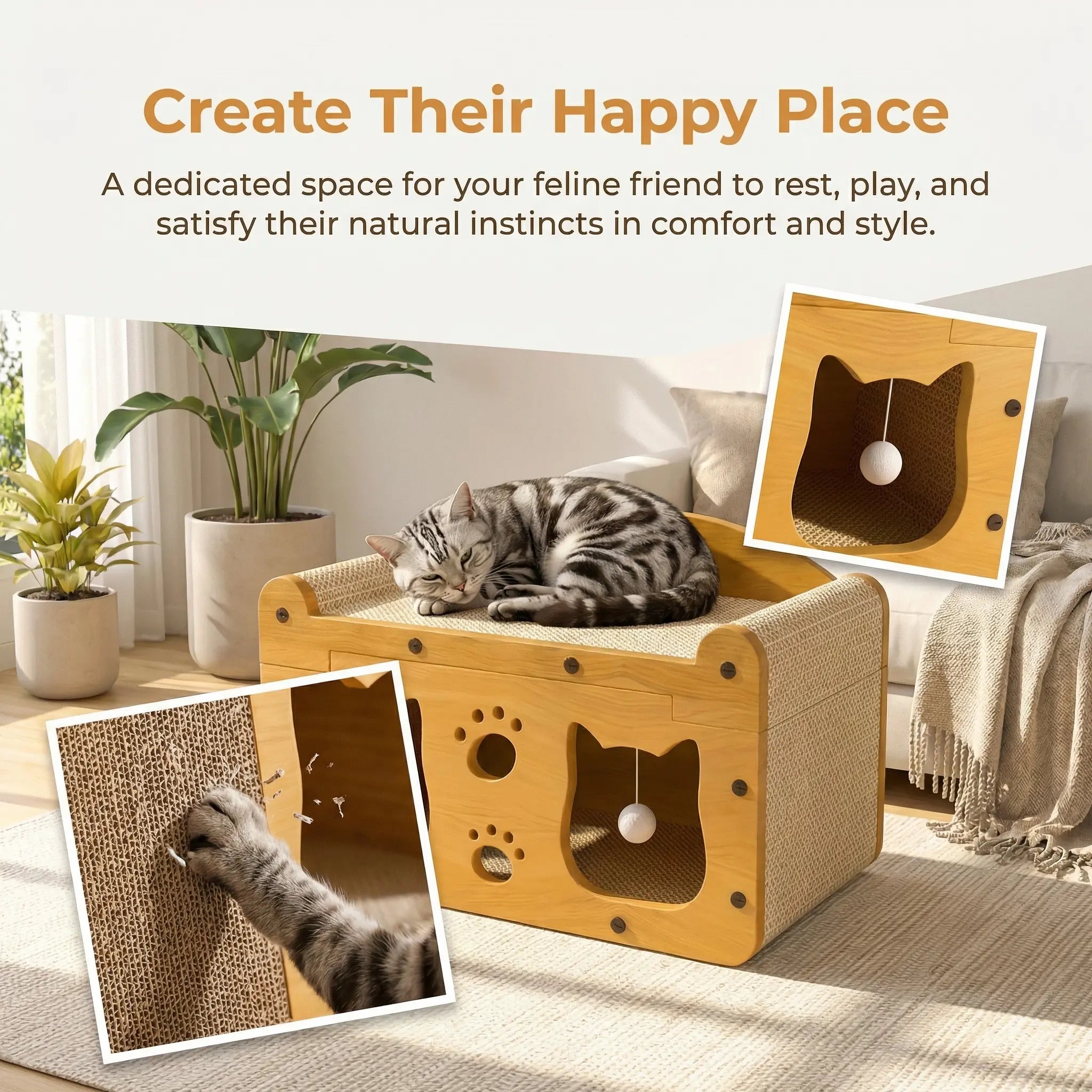 WittyPaws™ TV-Lounge Cat Scratching House