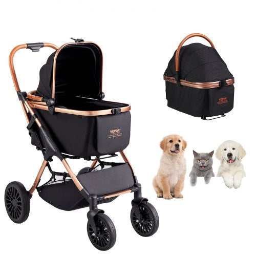 WittyPaws™ - Multifunctional 4-Wheel Pet Stroller (66 lbs/30 kg Capacity)